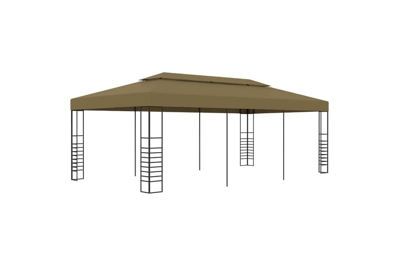 Hagetelt 6x3x2,7 m gråbrun 180 g/m² - Taupe - Hagemøbler - Solbeskyttelse - Paviljonger - Komplett paviljong