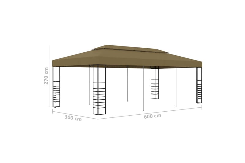 Hagetelt 6x3x2,7 m gråbrun 180 g/m² - Taupe - Hagemøbler - Solbeskyttelse - Paviljonger - Komplett paviljong