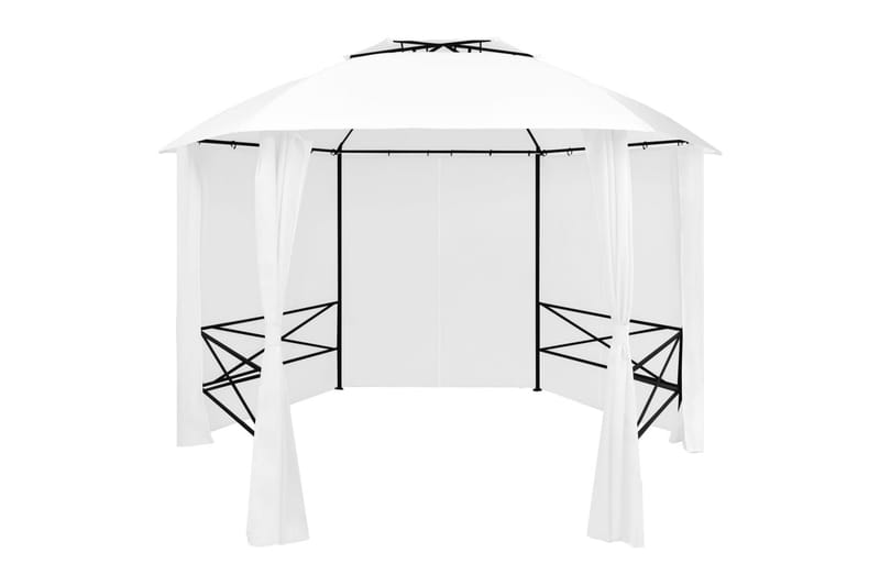 Hagetelt med gardiner 360x312x265 cm hvit 180 g/m² - Hvit - Hagemøbler - Solbeskyttelse - Paviljonger - Komplett paviljong