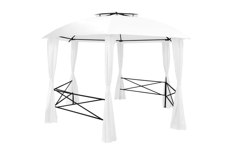 Hagetelt med gardiner 360x312x265 cm hvit 180 g/m² - Hvit - Hagemøbler - Solbeskyttelse - Paviljonger - Komplett paviljong