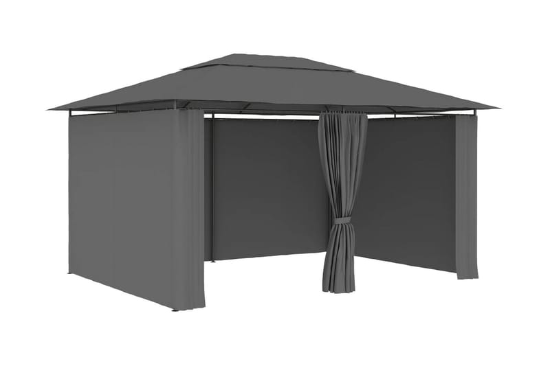 Hagetelt med gardiner 4x3 m antrasitt - Grå - Hagemøbler - Solbeskyttelse - Paviljonger - Komplett paviljong