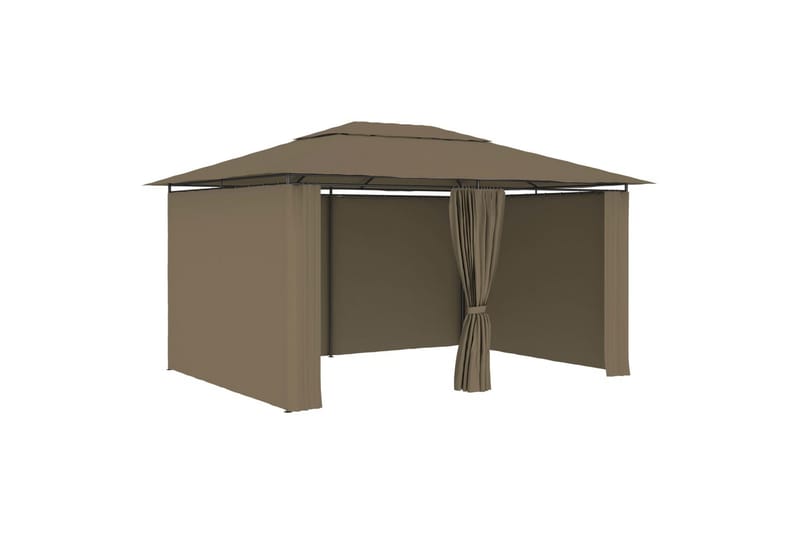 Hagetelt med gardiner 4x3 m gråbrun 180 g/m² - Taupe - Hagemøbler - Solbeskyttelse - Paviljonger - Komplett paviljong