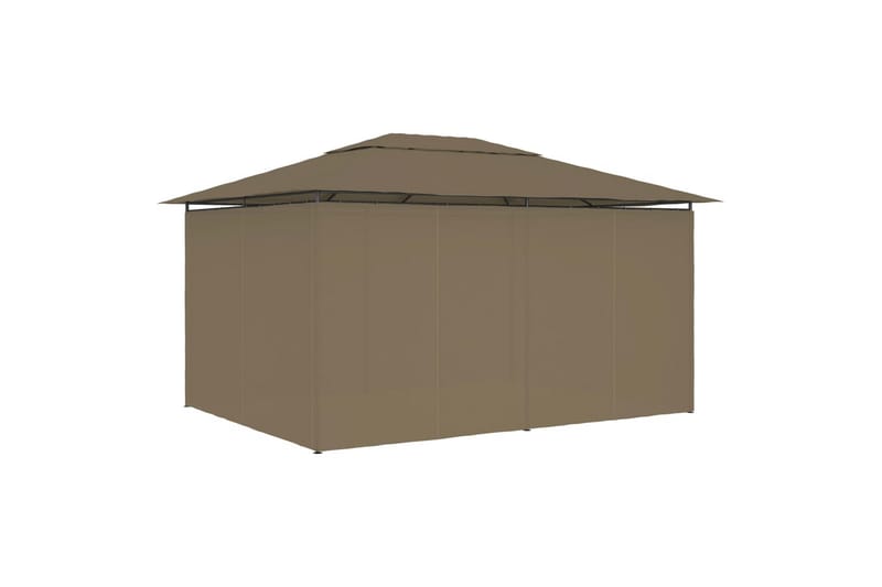 Hagetelt med gardiner 4x3 m gråbrun 180 g/m² - Taupe - Hagemøbler - Solbeskyttelse - Paviljonger - Komplett paviljong