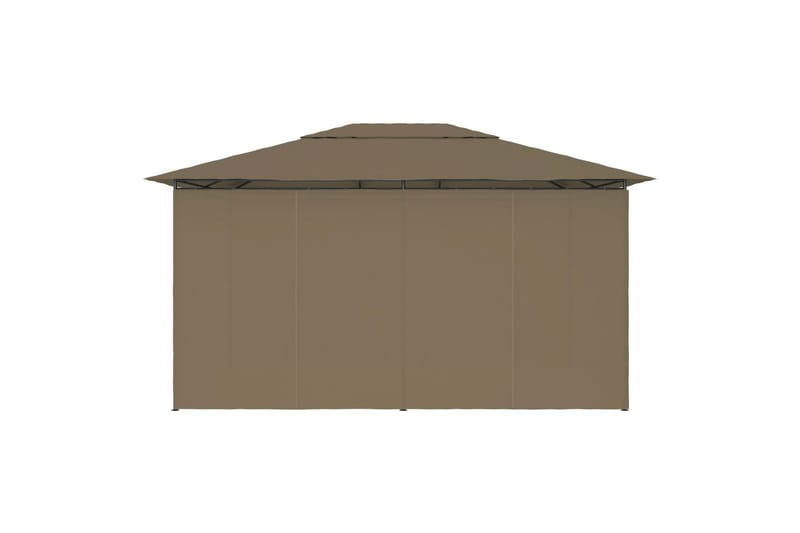 Hagetelt med gardiner 4x3 m gråbrun 180 g/m² - Taupe - Hagemøbler - Solbeskyttelse - Paviljonger - Komplett paviljong