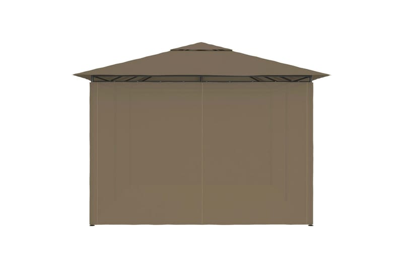 Hagetelt med gardiner 4x3 m gråbrun 180 g/m² - Taupe - Hagemøbler - Solbeskyttelse - Paviljonger - Komplett paviljong