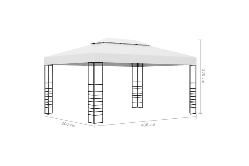 Hagetelt pulverlakkert stål 4x3x2,7 m antrasitt - Hvit - Hagemøbler - Solbeskyttelse - Paviljonger - Komplett paviljong