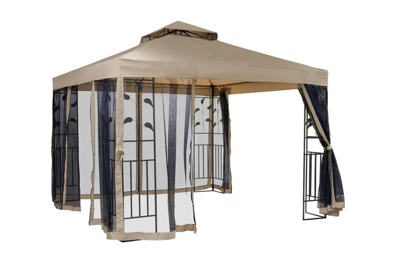 Leafie Paviljong 300x300 cm Stålramme, Brun/Beige