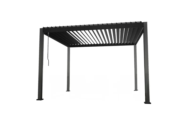 Mirador Paviljong 3x3x2,5 m med gardiner Mörkgrå Dark grey - Hagemøbler - Solbeskyttelse - Paviljonger - Komplett paviljong