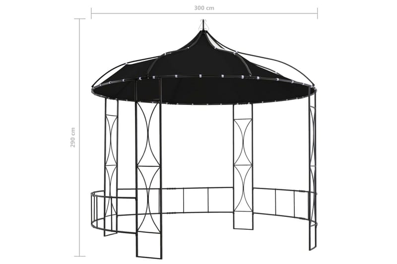 Paviljong 300x290 cm antrasitt rund - Hagemøbler - Solbeskyttelse - Paviljonger - Komplett paviljong