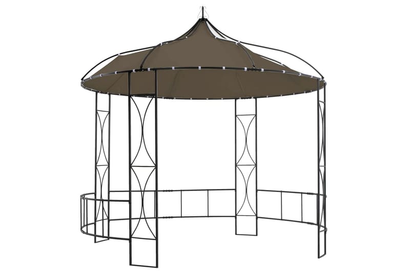 Paviljong 300x290 cm gråbrun rund - Taupe - Hagemøbler - Solbeskyttelse - Paviljonger - Komplett paviljong