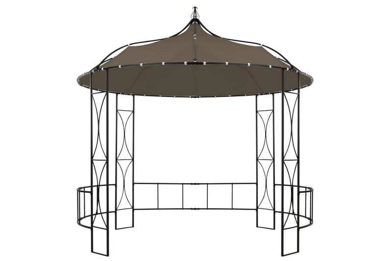 Paviljong 300x290 cm gråbrun rund - Taupe - Hagemøbler - Solbeskyttelse - Paviljonger - Komplett paviljong
