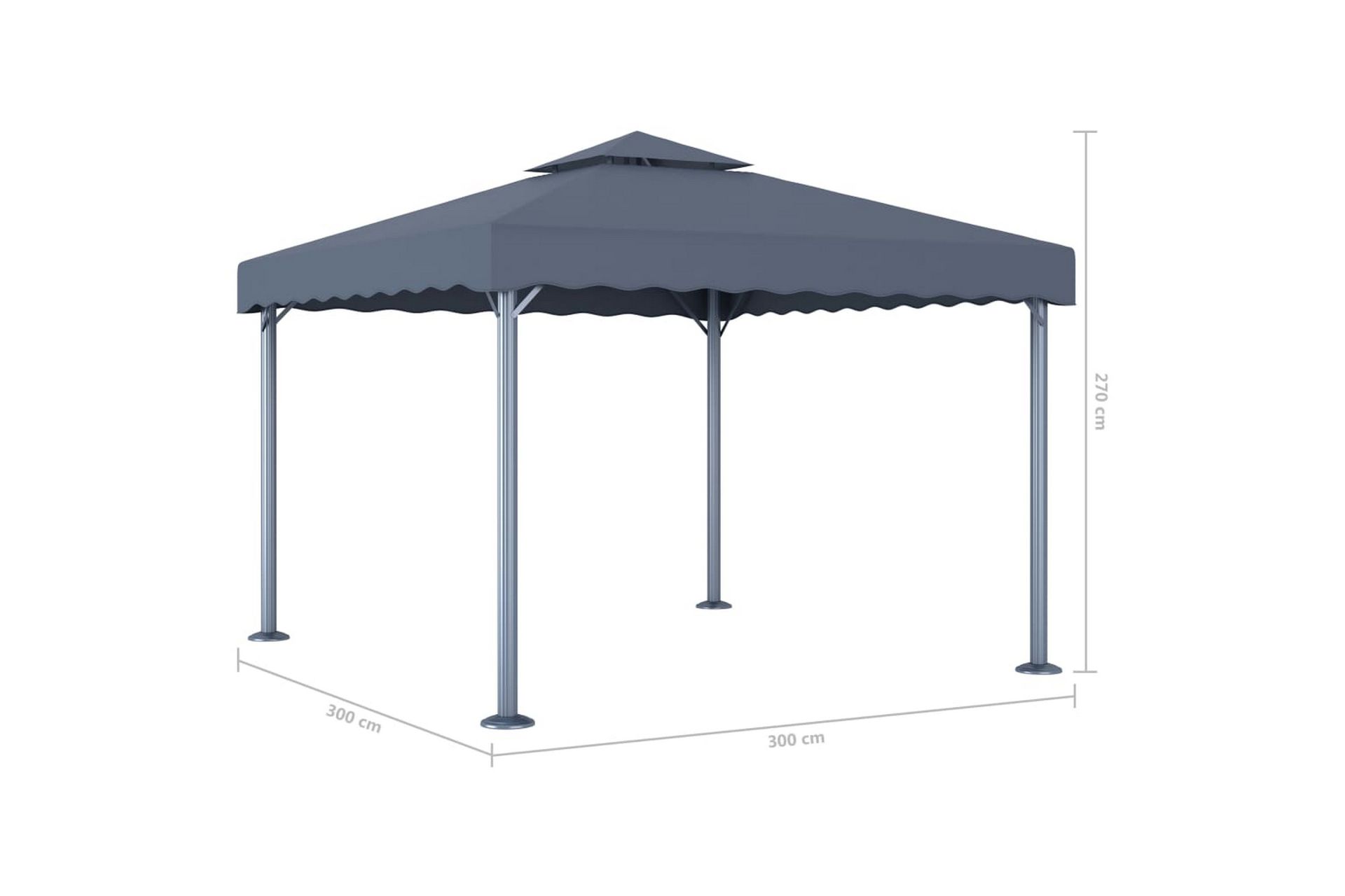 Paviljong 300x300 cm antrasitt aluminium - Hagemøbler - Solbeskyttelse - Paviljonger - Komplett paviljong
