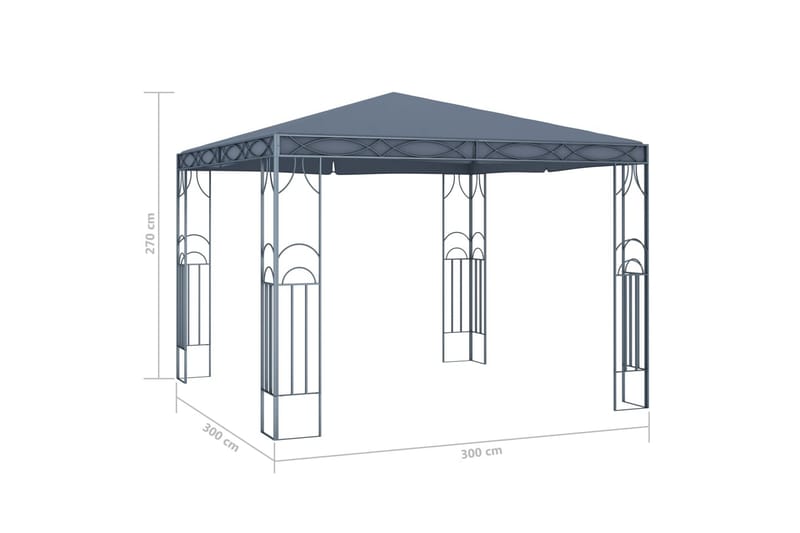 Paviljong 300x300 cm antrasitt - Hagemøbler - Solbeskyttelse - Paviljonger - Komplett paviljong