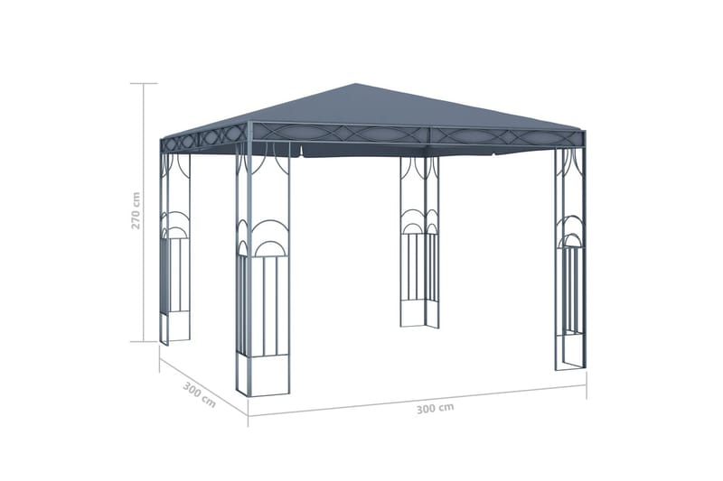 Paviljong 300x300 cm antrasitt - Komplett paviljong