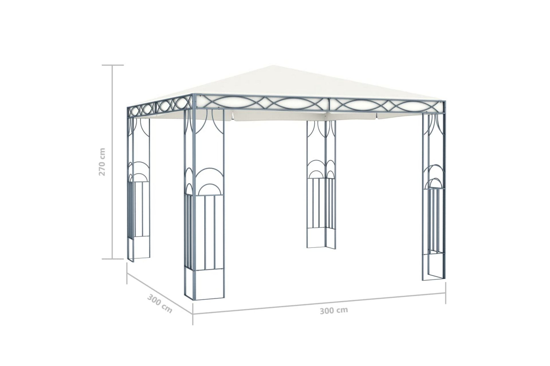 Paviljong 300x300 cm kremhvit - Hagemøbler - Solbeskyttelse - Paviljonger - Komplett paviljong