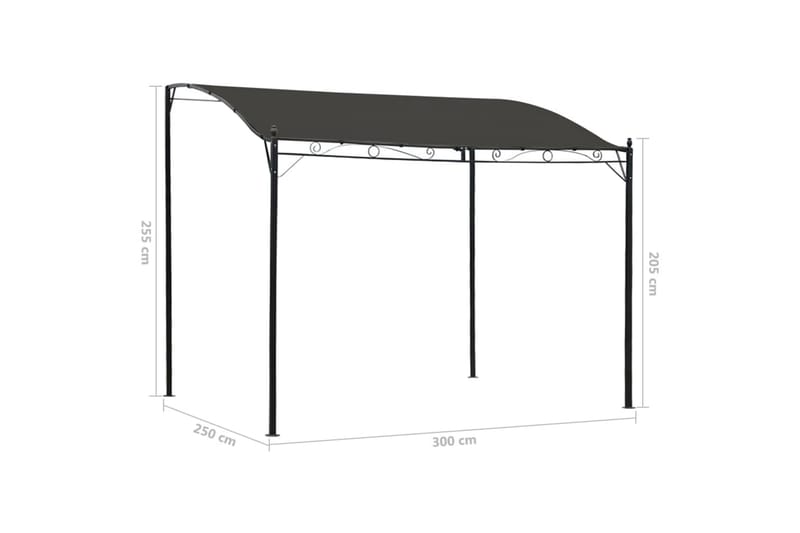 Paviljong 3x2,5 m antrasitt - Grå - Hagemøbler - Solbeskyttelse - Paviljonger - Komplett paviljong