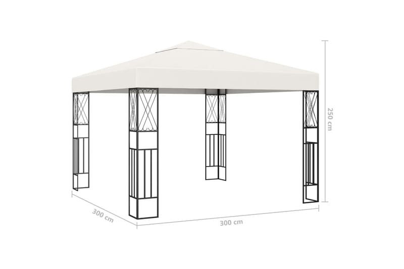 Paviljong 3x3 m kremhvit stoff - Krem - Hagemøbler - Solbeskyttelse - Paviljonger - Komplett paviljong