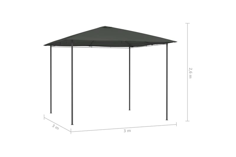 Paviljong 3x3x2,6 m antrasitt 160 g/m² - Antrasittgrå - Hagemøbler - Solbeskyttelse - Paviljonger - Komplett paviljong