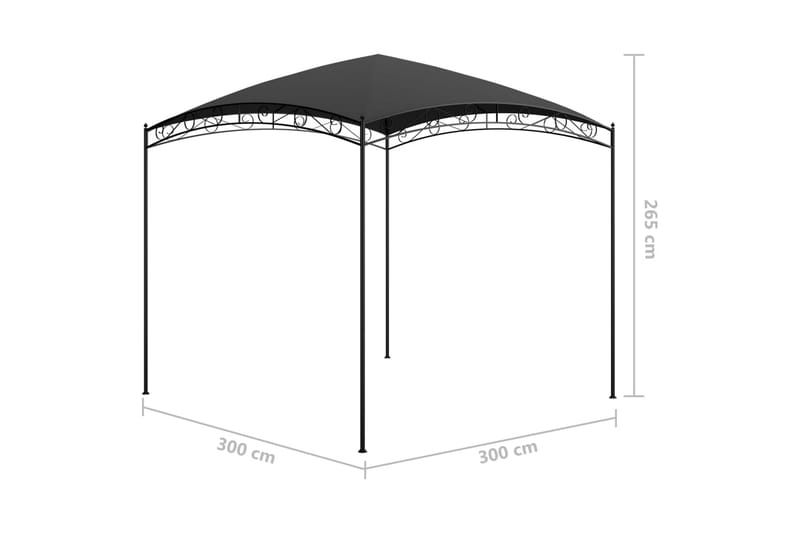 Paviljong 3x3x2,65 m antrasitt 180 g/m² - Antrasittgrå - Komplett paviljong