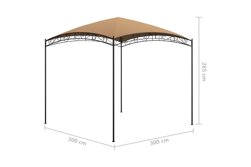 Paviljong 3x3x2,65 m gråbrun 180 g/m² - Taupe - Komplett paviljong