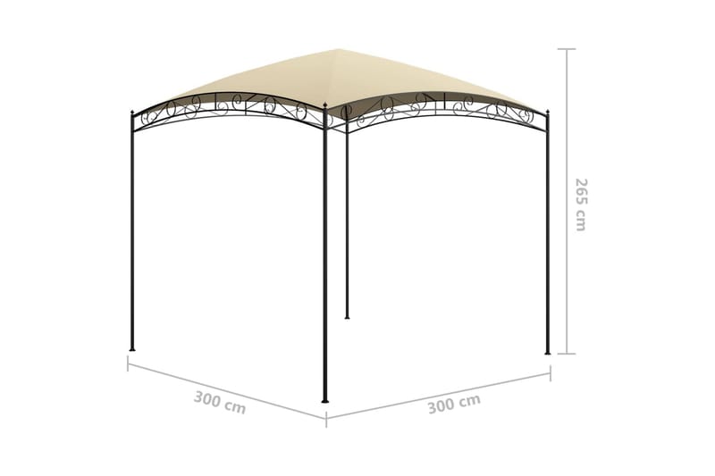 Paviljong 3x3x2,65 m kremhvit 180 g/m² - Krem - Komplett paviljong