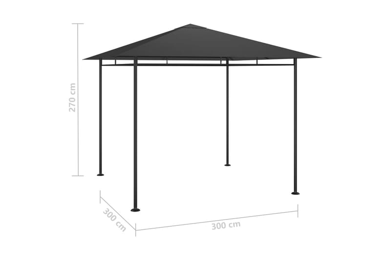 Paviljong 3x3x2,7 m antrasitt 180 g/m² - Antrasittgrå - Komplett paviljong