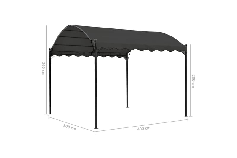 Paviljong 3x4 m antrasitt - Grå - Hagemøbler - Solbeskyttelse - Paviljonger - Komplett paviljong