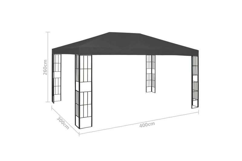 Paviljong 3x4 m antrasitt - Grå - Hagemøbler - Solbeskyttelse - Paviljonger - Komplett paviljong