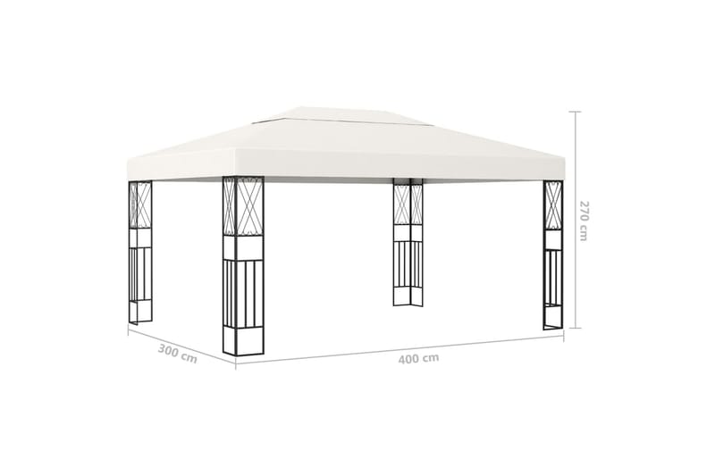 Paviljong 3x4 m kremhvit stoff - Krem - Hagemøbler - Solbeskyttelse - Paviljonger - Komplett paviljong