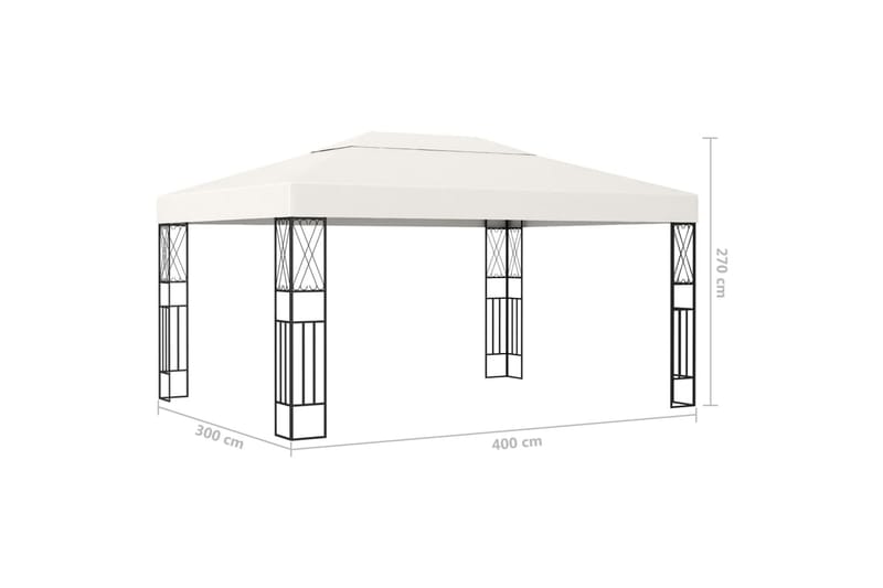 Paviljong 3x4 m kremhvit stoff - Krem - Komplett paviljong