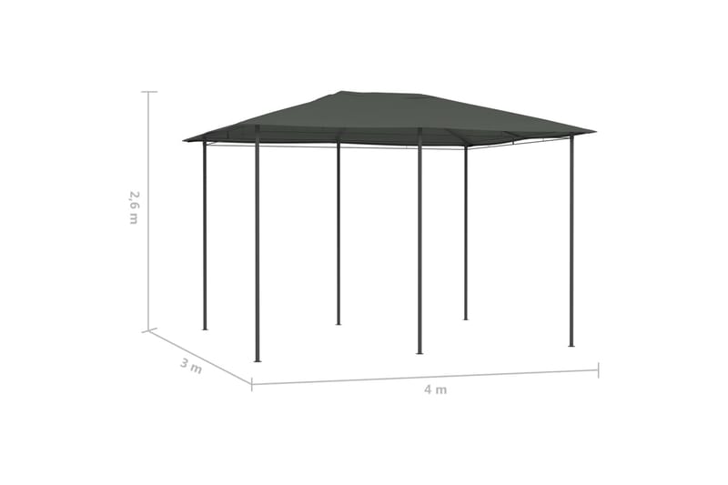 Paviljong 3x4x2,6 m antrasitt 160 g/m² - Antrasittgrå - Komplett paviljong