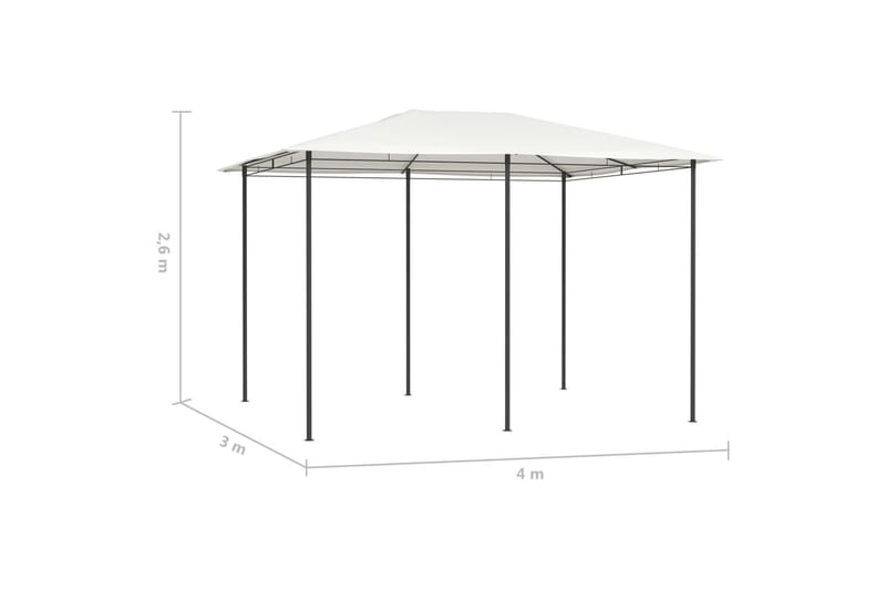 Paviljong 3x4x2,6 m kremhvit 160 g/m² - Krem - Komplett paviljong