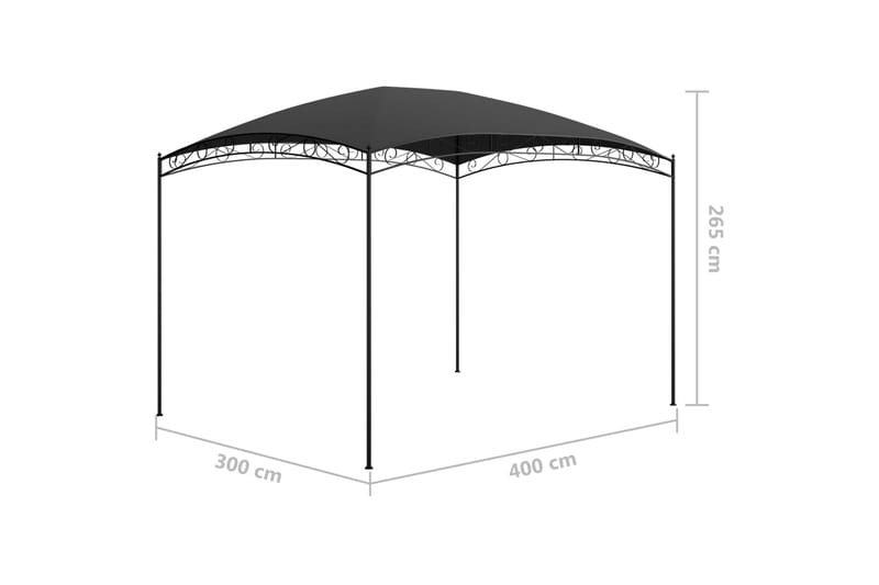 Paviljong 3x4x2,65 m antrasitt 180 g/m² - Antrasittgrå - Komplett paviljong