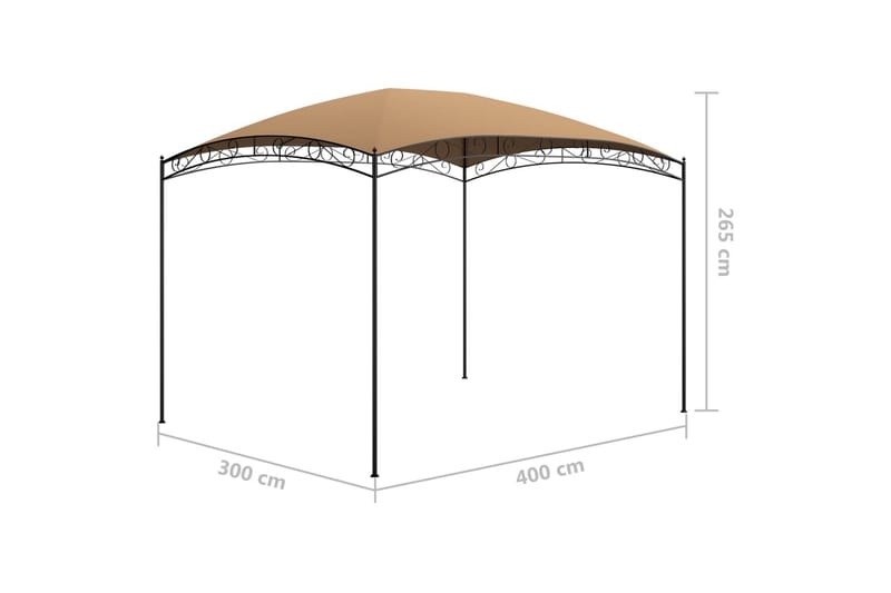 Paviljong 3x4x2,65 m gråbrun 180 g/m² - Taupe - Komplett paviljong