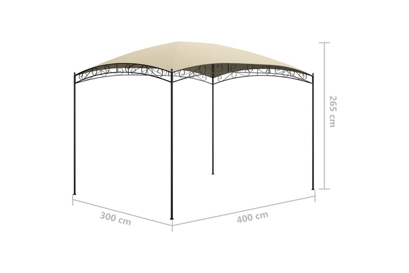 Paviljong 3x4x2,65 m kremhvit 180 g/m² - Krem - Komplett paviljong