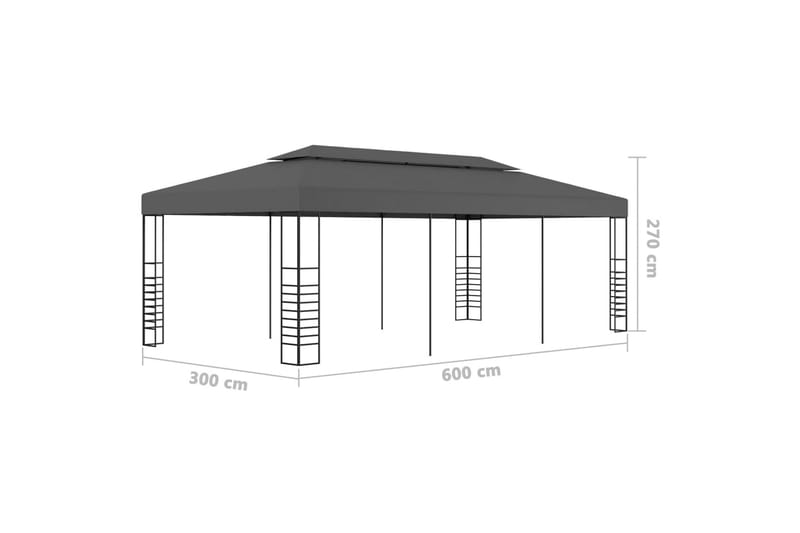 Paviljong 3x6 m antrasitt - Grå - Hagemøbler - Solbeskyttelse - Paviljonger - Komplett paviljong