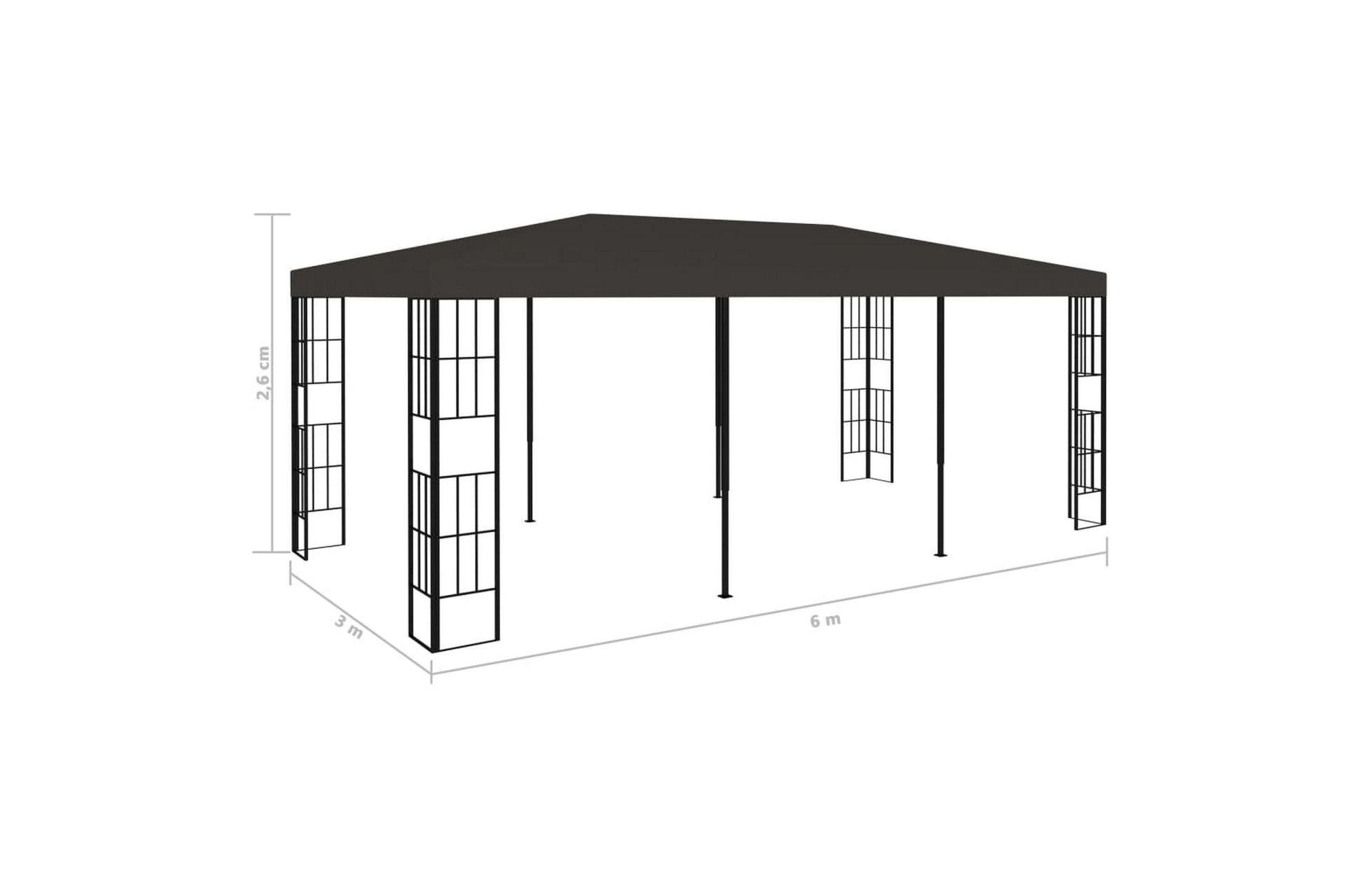 Paviljong 3x6 m antrasitt - Grå - Hagemøbler - Solbeskyttelse - Paviljonger - Komplett paviljong