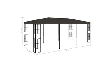 Paviljong 3x6 m antrasitt - Grå - Hagemøbler - Solbeskyttelse - Paviljonger - Komplett paviljong