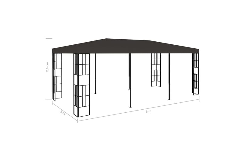 Paviljong 3x6 m antrasitt - Grå - Hagemøbler - Solbeskyttelse - Paviljonger - Komplett paviljong