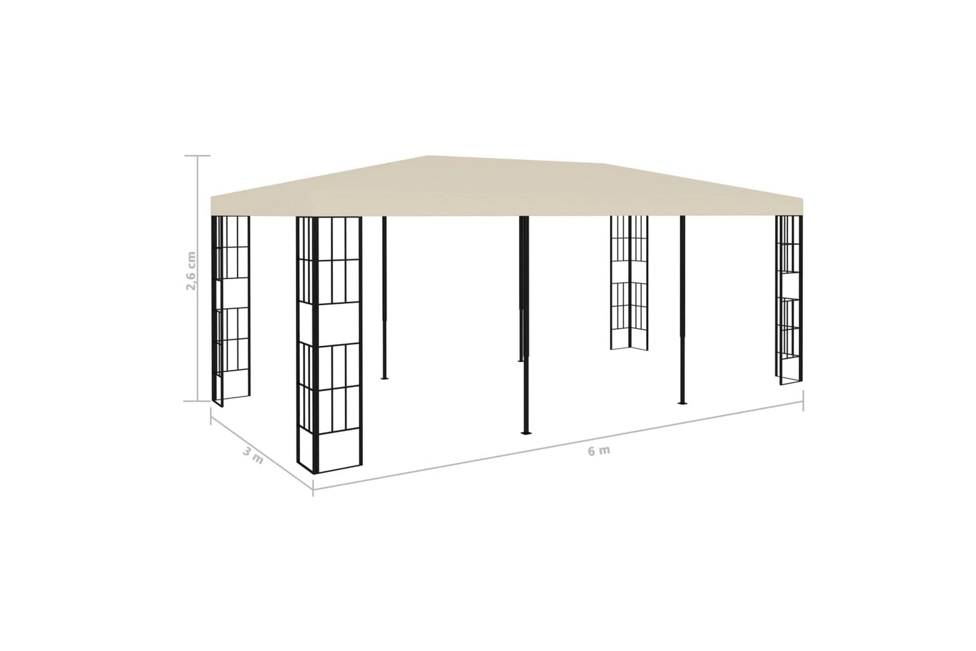 Paviljong 3x6 m kremhvit - Krem - Hagemøbler - Solbeskyttelse - Paviljonger - Komplett paviljong