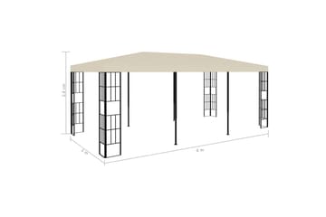 Paviljong 3x6 m kremhvit - Krem - Hagemøbler - Solbeskyttelse - Paviljonger - Komplett paviljong