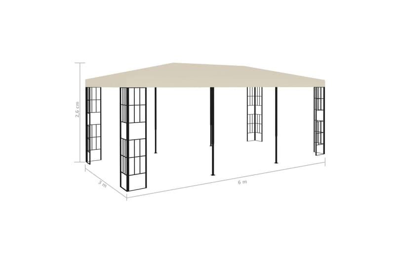 Paviljong 3x6 m kremhvit - Krem - Hagemøbler - Solbeskyttelse - Paviljonger - Komplett paviljong
