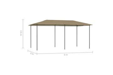 Paviljong 3x6x2,6 m gråbrun 160 g/m² - Taupe - Hagemøbler - Solbeskyttelse - Paviljonger - Komplett paviljong