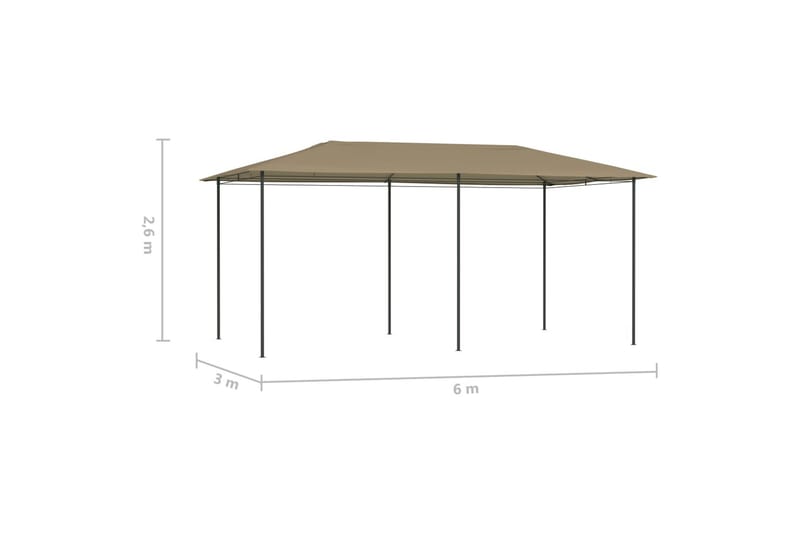 Paviljong 3x6x2,6 m gråbrun 160 g/m² - Taupe - Hagemøbler - Solbeskyttelse - Paviljonger - Komplett paviljong