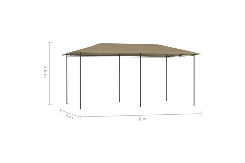 Paviljong 3x6x2,6 m gråbrun 160 g/m² - Taupe - Komplett paviljong