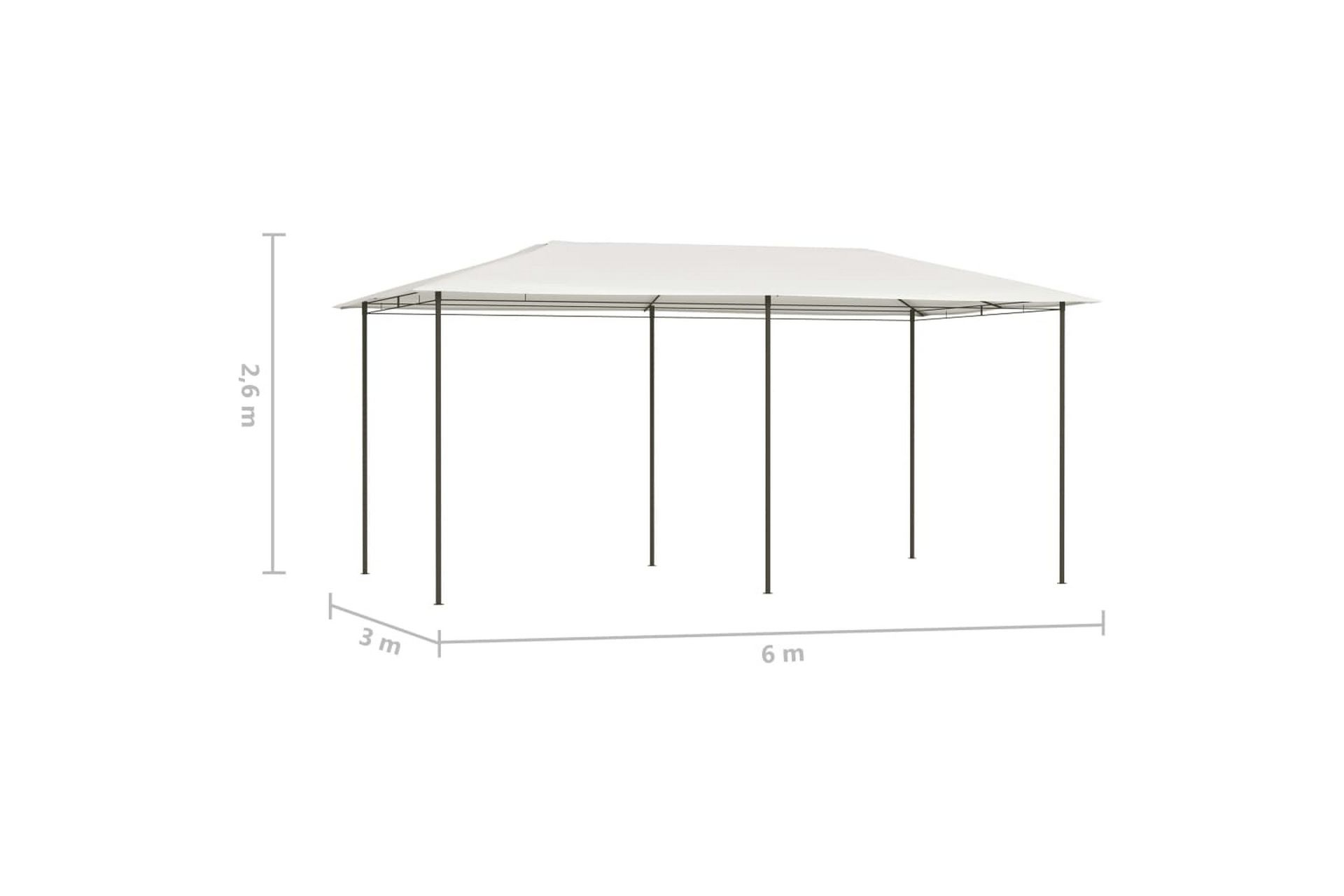 Paviljong 3x6x2,6 m kremhvit 160 g/m² - Krem - Hagemøbler - Solbeskyttelse - Paviljonger - Komplett paviljong