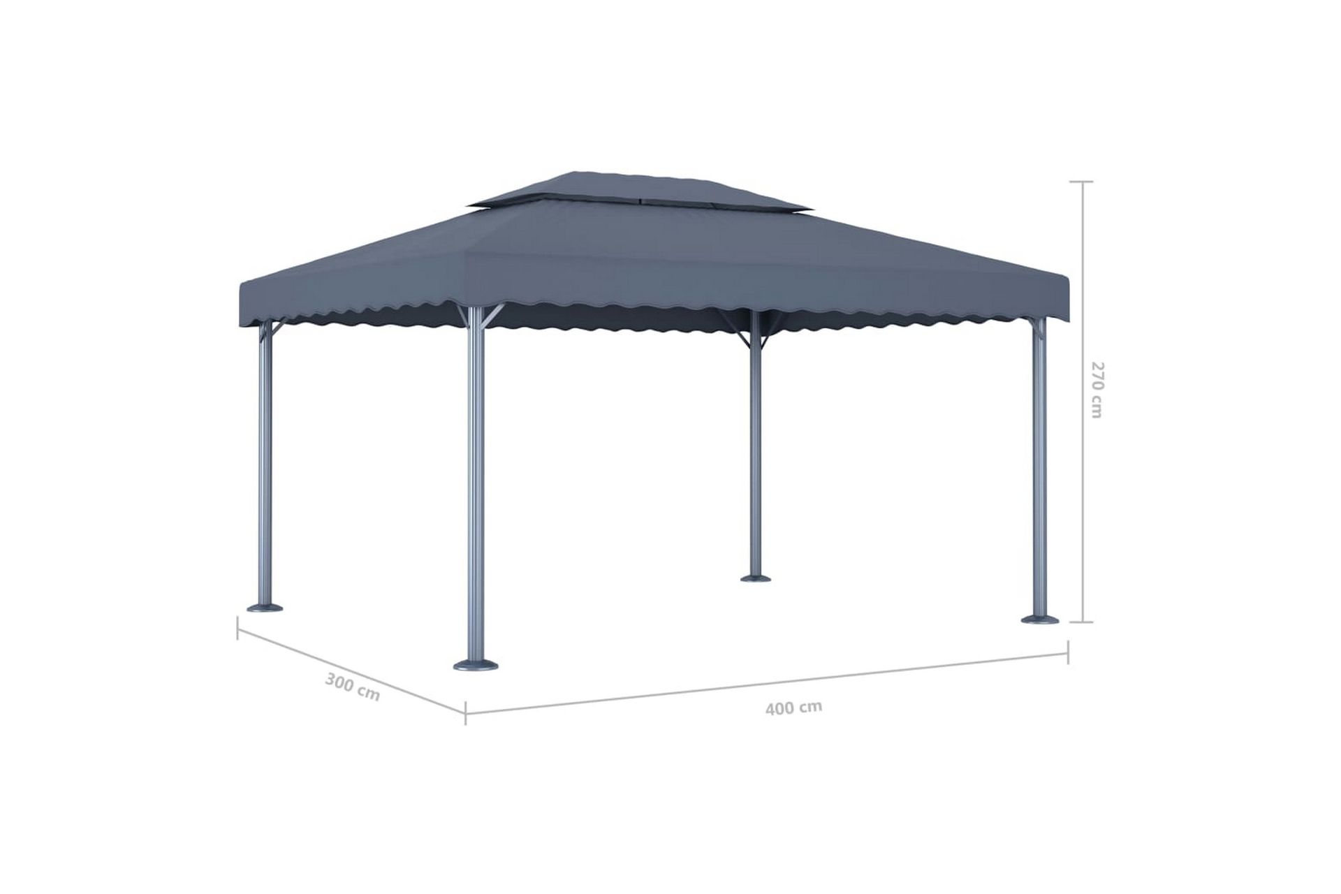 Paviljong 400x300 cm antrasitt aluminium - Hagemøbler - Solbeskyttelse - Paviljonger - Komplett paviljong