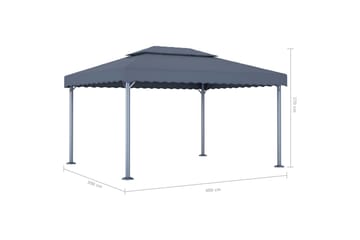 Paviljong 400x300 cm antrasitt aluminium - Hagemøbler - Solbeskyttelse - Paviljonger - Komplett paviljong