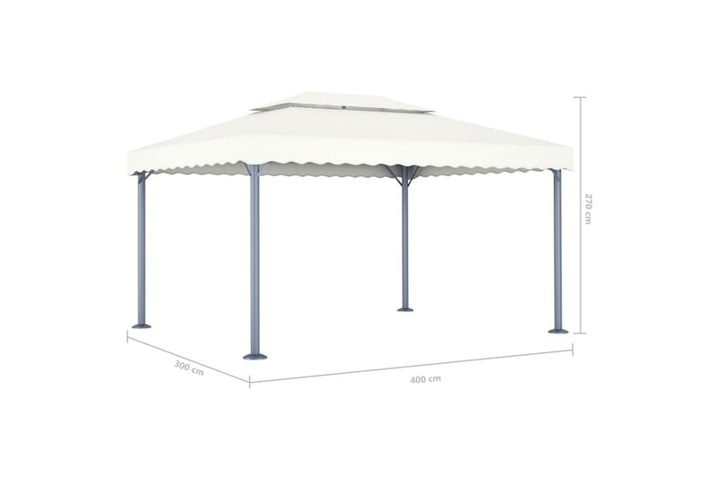 Paviljong 400x300 cm kremhvit aluminium - Hagemøbler - Solbeskyttelse - Paviljonger - Komplett paviljong