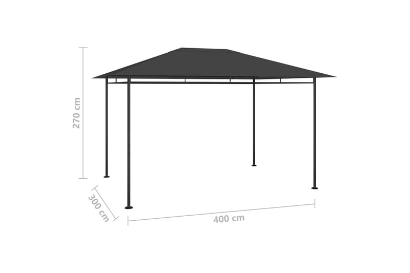 Paviljong 4x3x2,7 m antrasitt 180 g/m² - Antrasittgrå - Komplett paviljong